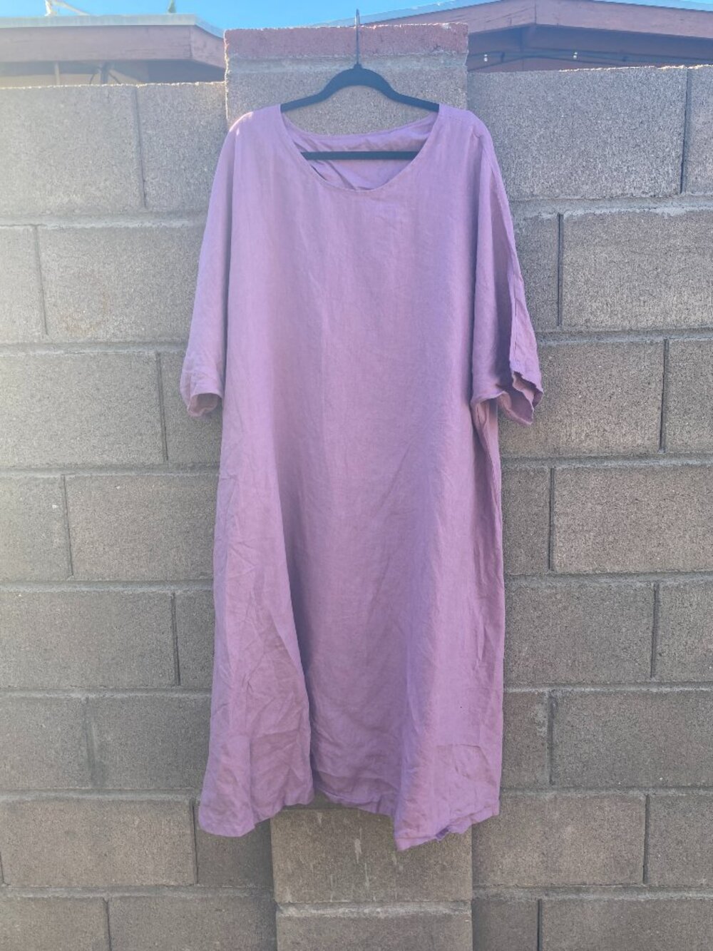 100% linen lavender scoop neck handmade oversized maxi dress size 2X